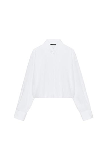 РУБАШКА ИЗ ПОПЛИНА В ПОЛОСКУ С РУКАВАМИ-БУФФ — БЕЛЫЙ от Zara