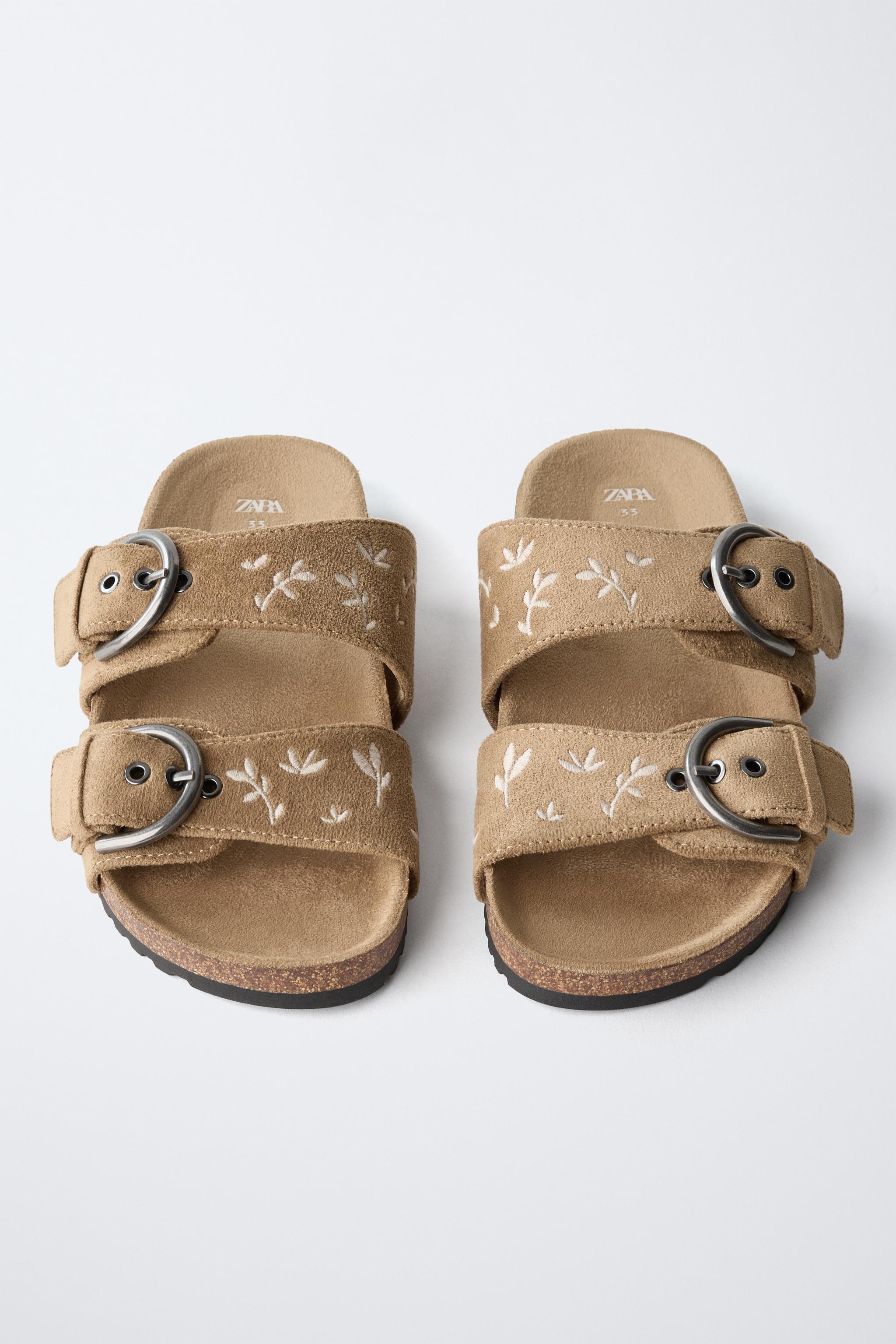 EMBROIDERED DOUBLE STRAP SANDALS