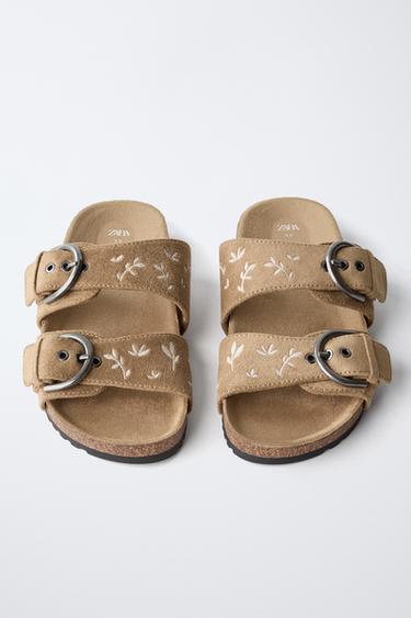 EMBROIDERED DOUBLE-STRAP SANDALS - Brown by Zara - Image 5