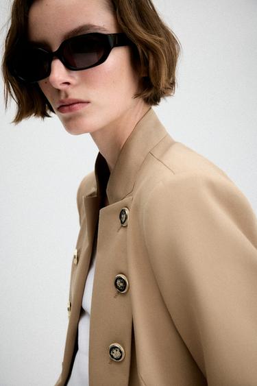 TWILL TAILORED BLAZER WITH BUTTONS - Sand by Zara