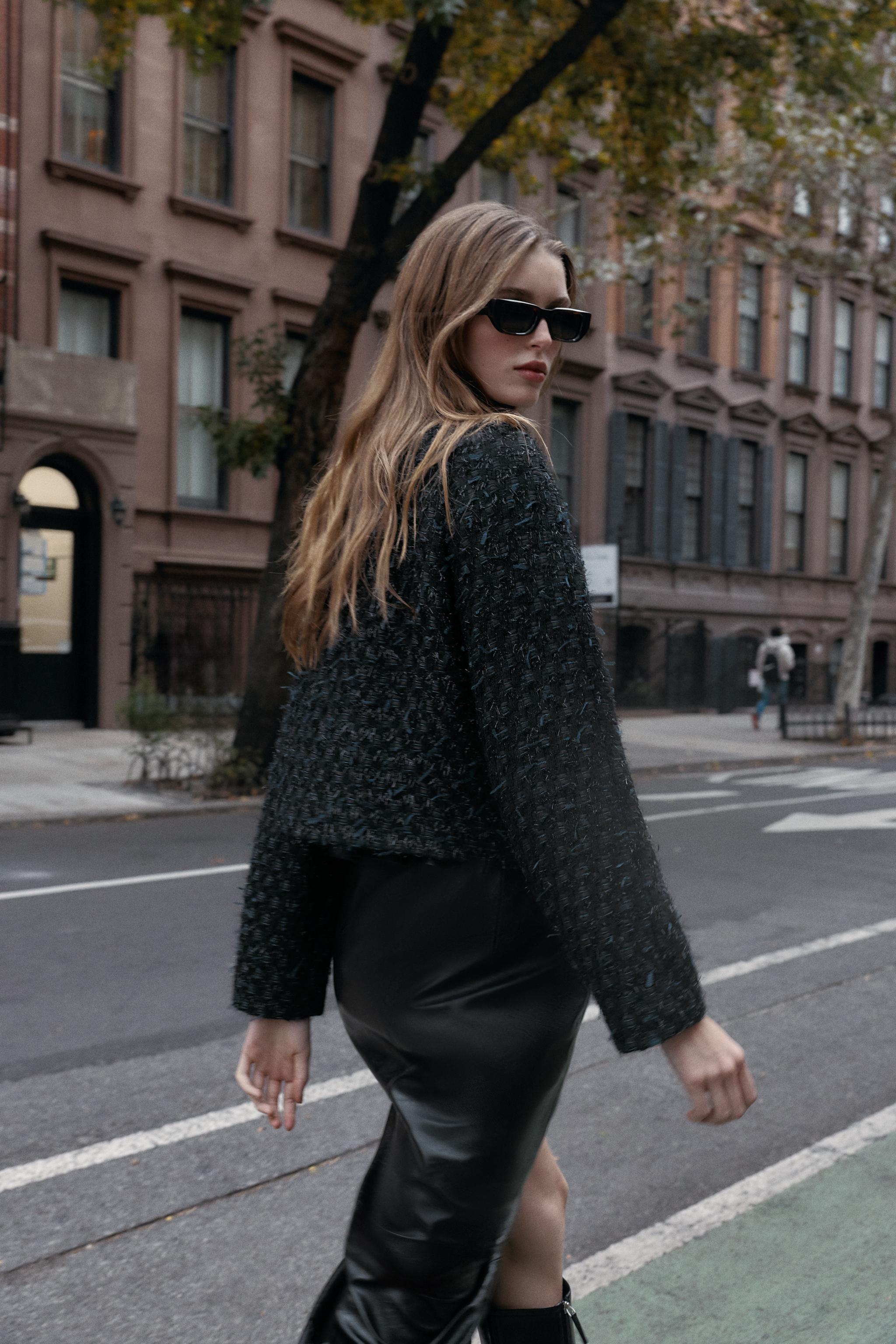 METALLIC THREAD TEXTURED WRAP JACKET