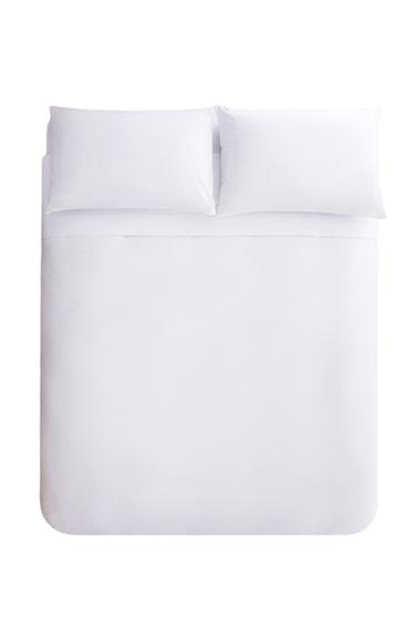 Zara Beyaz - Kenarları dalgalı, %100 pamuk percale kumaştan yapılmış nevresim (800 iplikli)