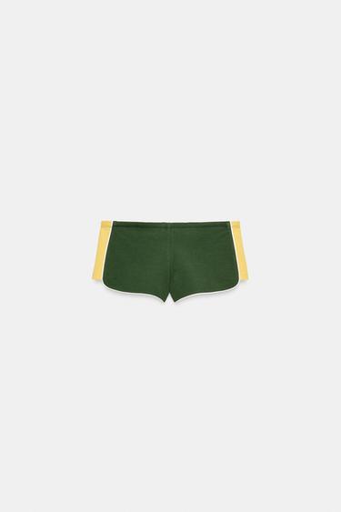 MINI SHORTS WITH SIDE STRIPES - Green by Zara - Image 1