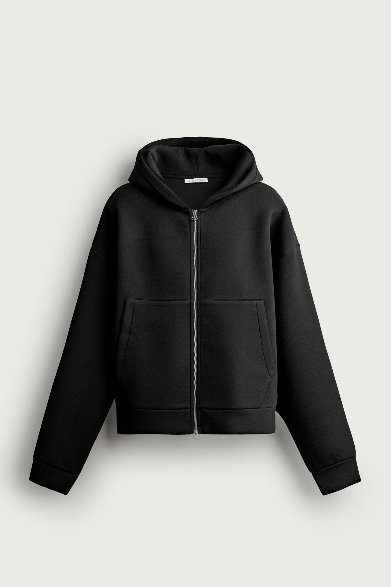 TECHNICAL FULL-ZIP HOODIE — Black