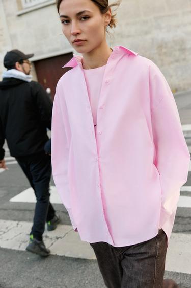 OVERSIZE POPLIN SHIRT - Pink by Zara - Image 3