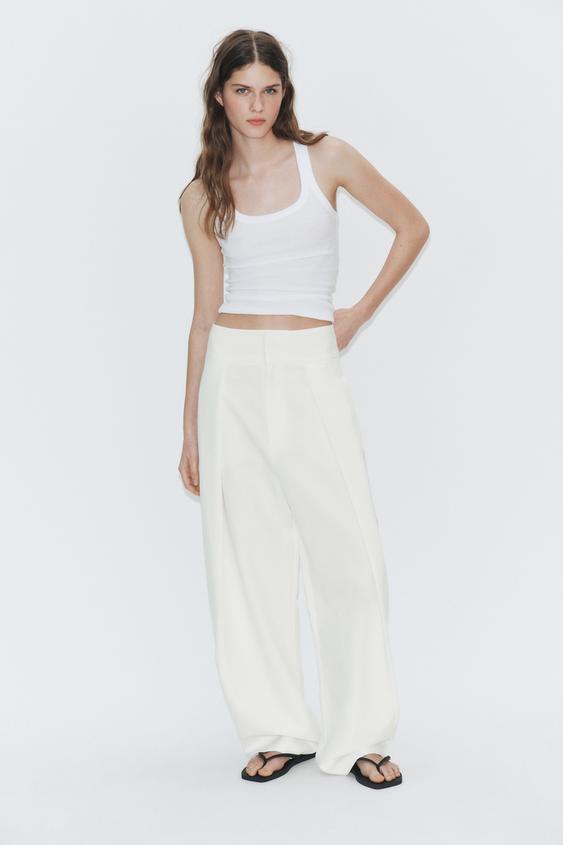 PANTALÓN BALLOON PLIEGUES - Crudo de Zara - Imagen 0