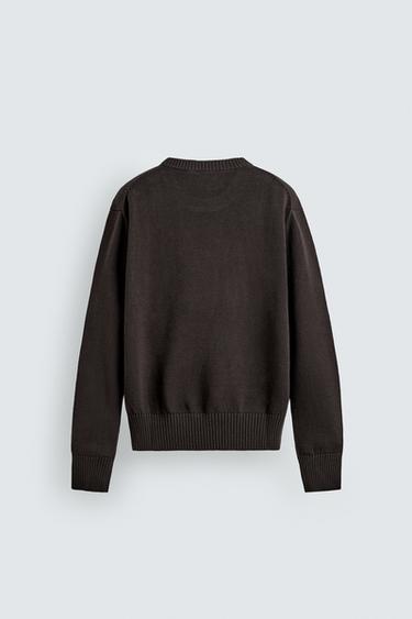 REGULAR FIT COTTON/LINEN JUMPER - Brown by Zara - Image 6