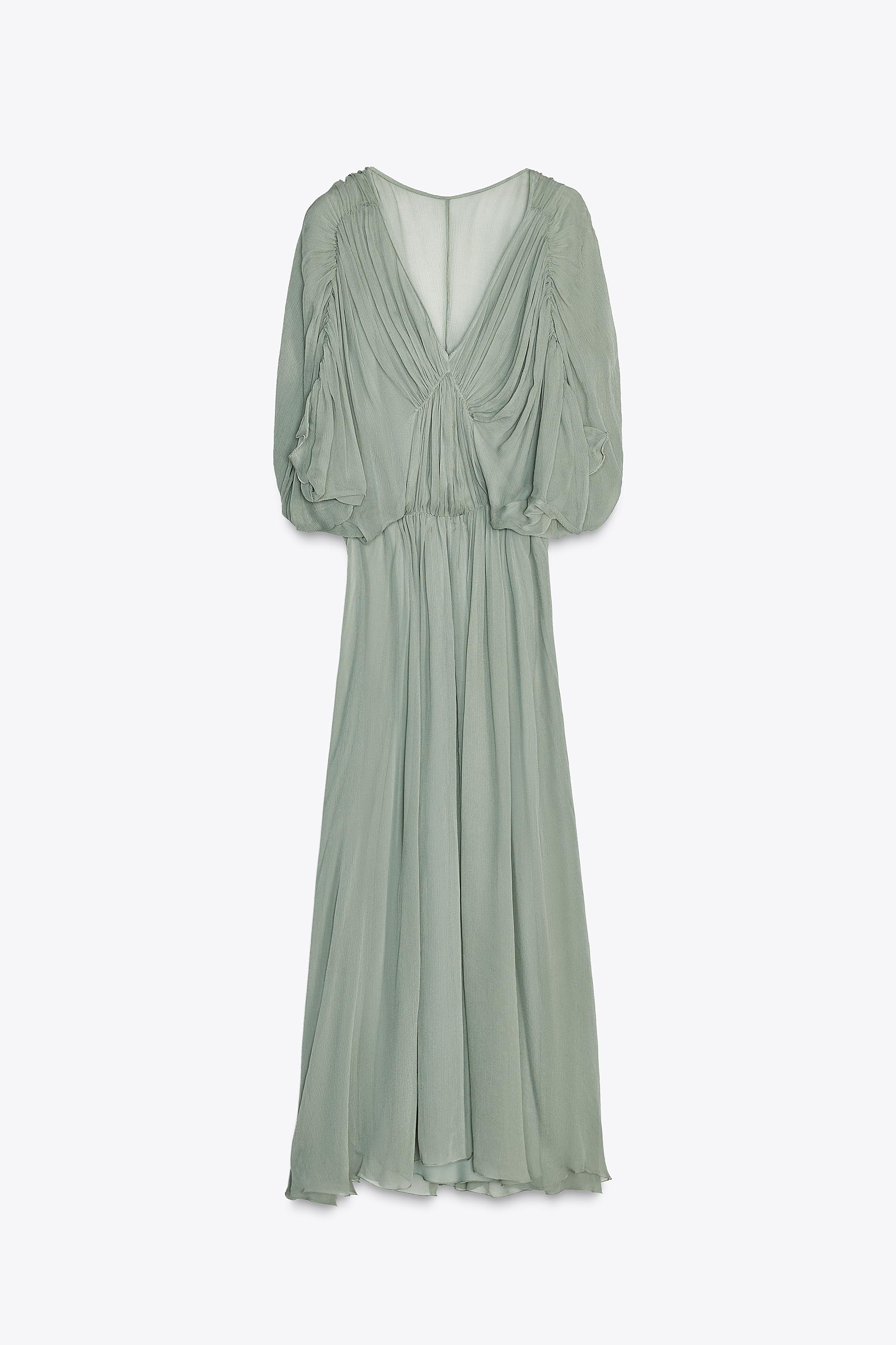 【ZARA】ZW COLLECTION ドレープ入りワンピース 2954/285/512 ZW COLLECTION ドレープ入りワンピース - ウォーターグリーン