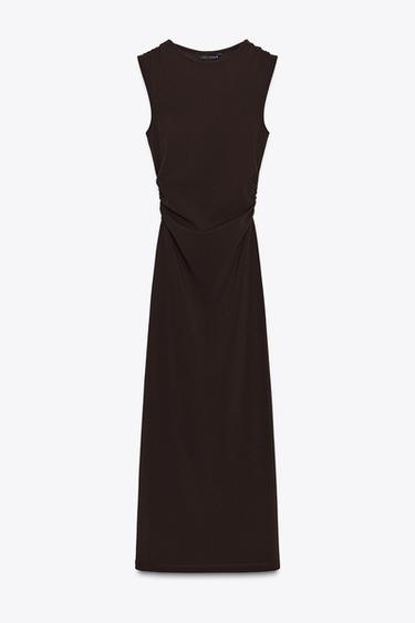 MIDI-KLEID MIT RÜCKEN-DETAILS - Braun von Zara