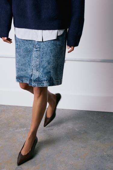 SAIA MIDI DENIM ZW COLLECTION - Azul-claro da Zara