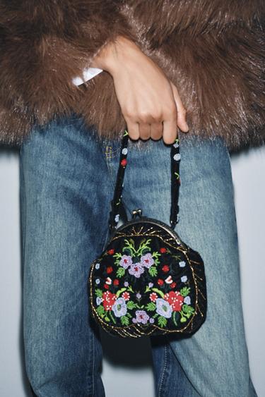SAC À MAIN VELOURS FANTAISIE - Noir de Zara - Image 1