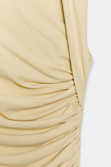ROBE MI-LONGUE DRAPÉE - Jaune de Zara - Image 6