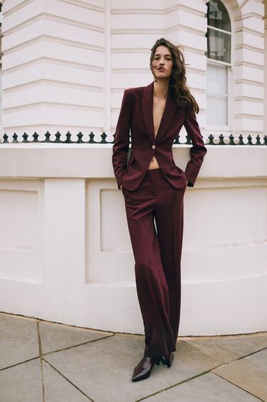 PANTALÓN RECTO TIRO ALTO - Burgundy de Zara