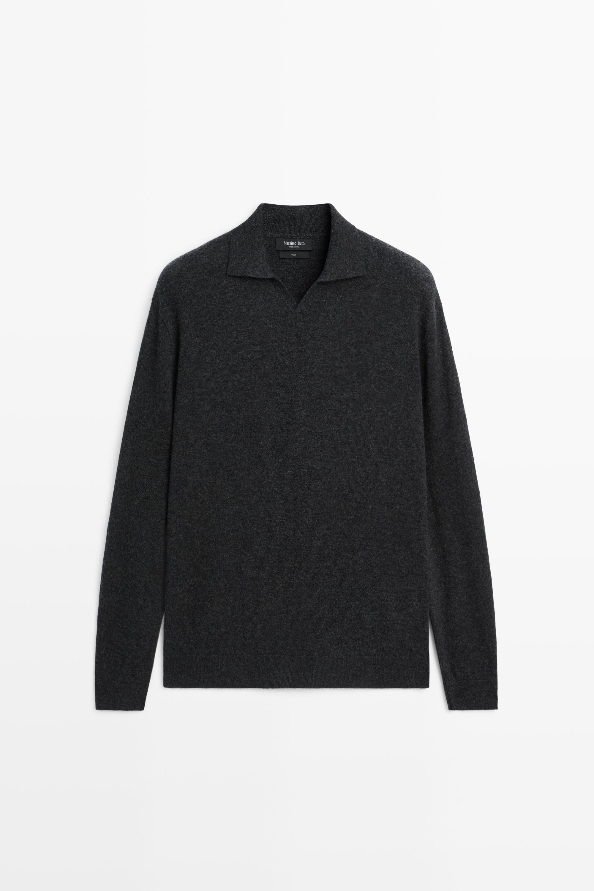 100% wool knit polo sweater