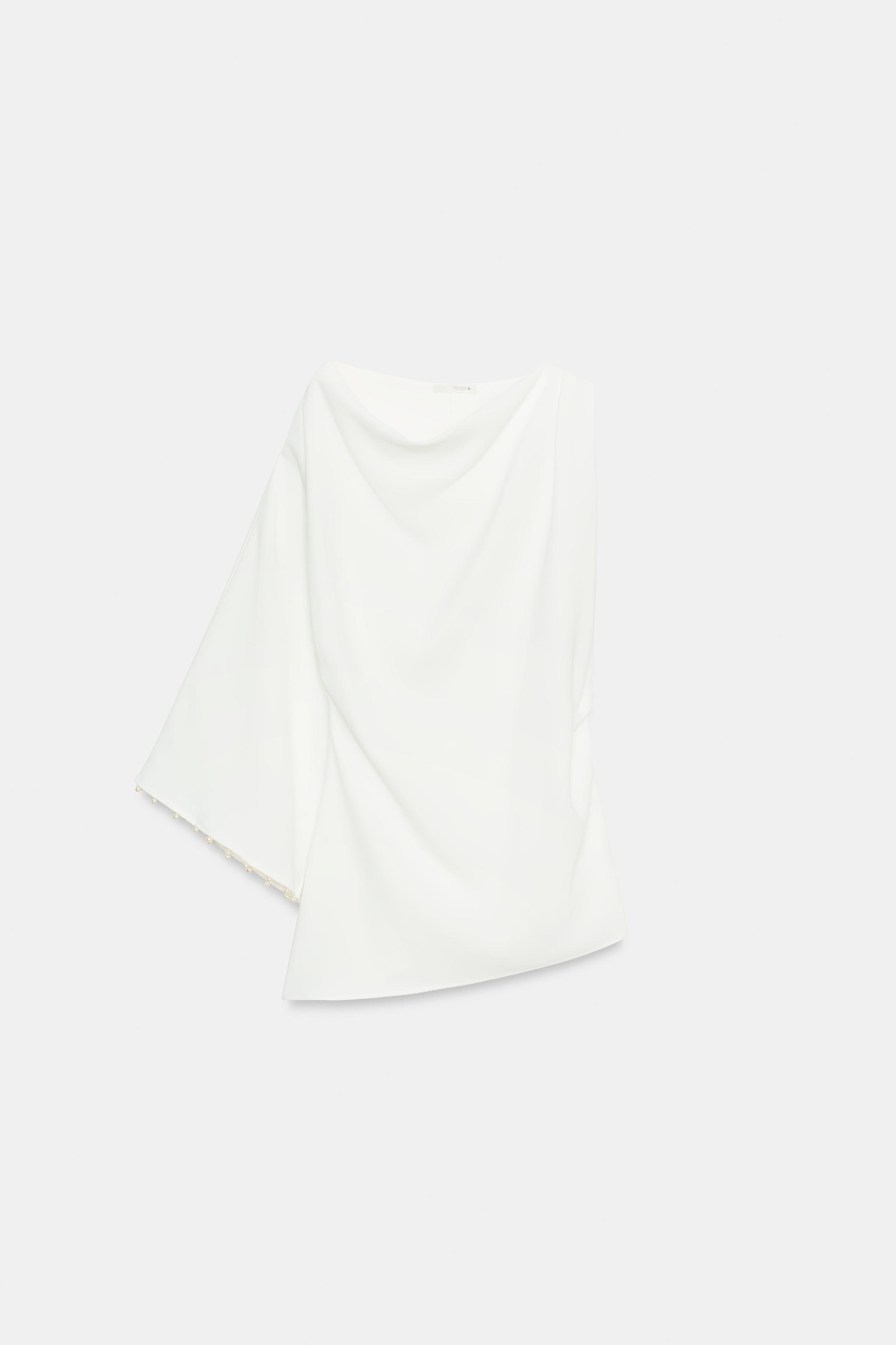 ASYMMETRIC PEARL TUNIC BLOUSE