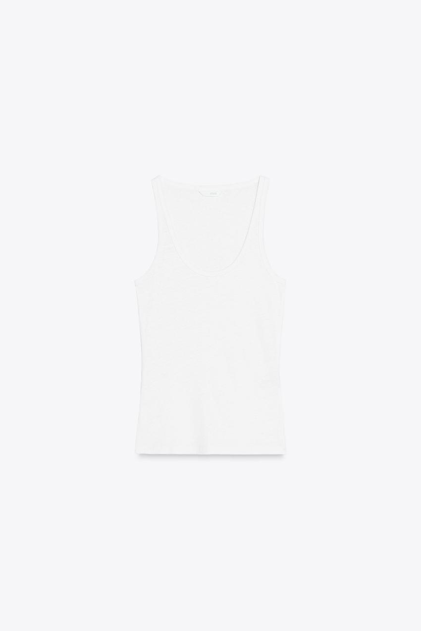 COTTON AND LINEN BLEND T-SHIRT