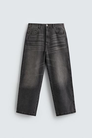 JEAN COUPE DÉCONTRACTÉE - Charbon de Zara