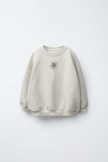 EMBROIDERED SWEATSHIRT - Ecru by Zara - Image 0