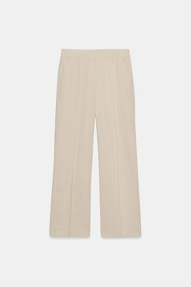 Zara LINEN SAFARI PANTS - Light beige