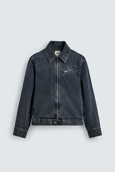 CAZADORA DENIM CREMALLERA LIMITED EDITION - Azul noche de Zara - Imagen 0