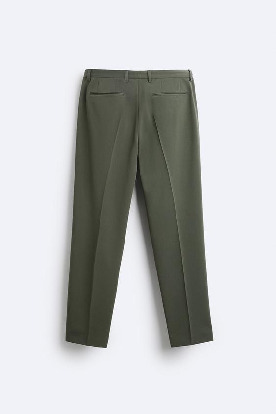 ZARA TAPERED FIT POCKETED PANTS PATCHWORK FULL LENGTH OLIVE GREEN NWT XS S  M L