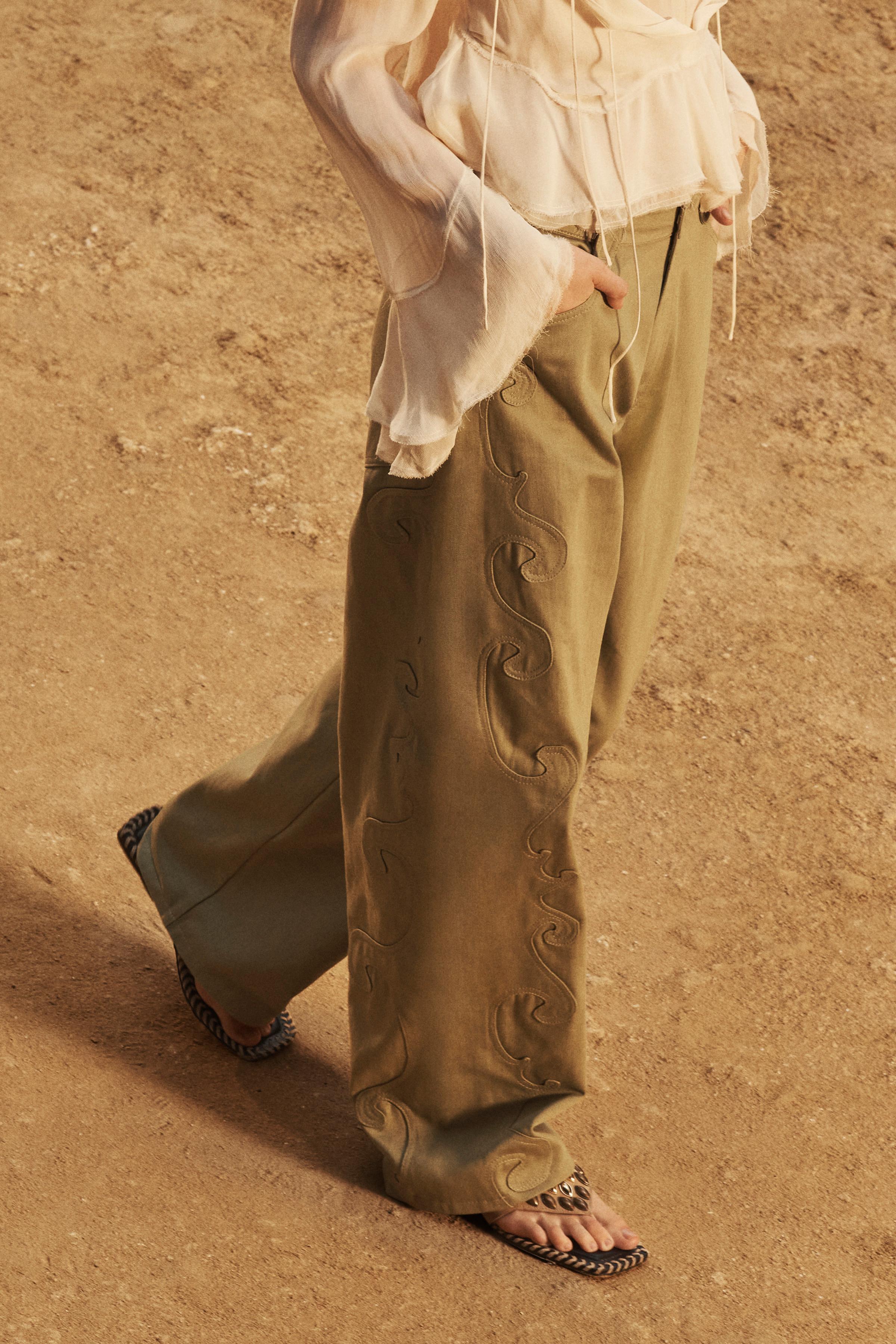 ZARA LIMITED EDITION サイドディテールパンツ 2450/760 LIMITED EDITION PANTS WITH SIDE DETAIL - Sage Green | ZARA