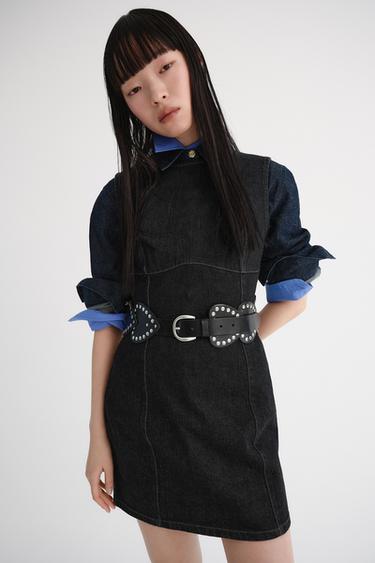 デニム風ショートワンピースカーボングレーZaraのデニム風ショートワンピース - カーボングレー 