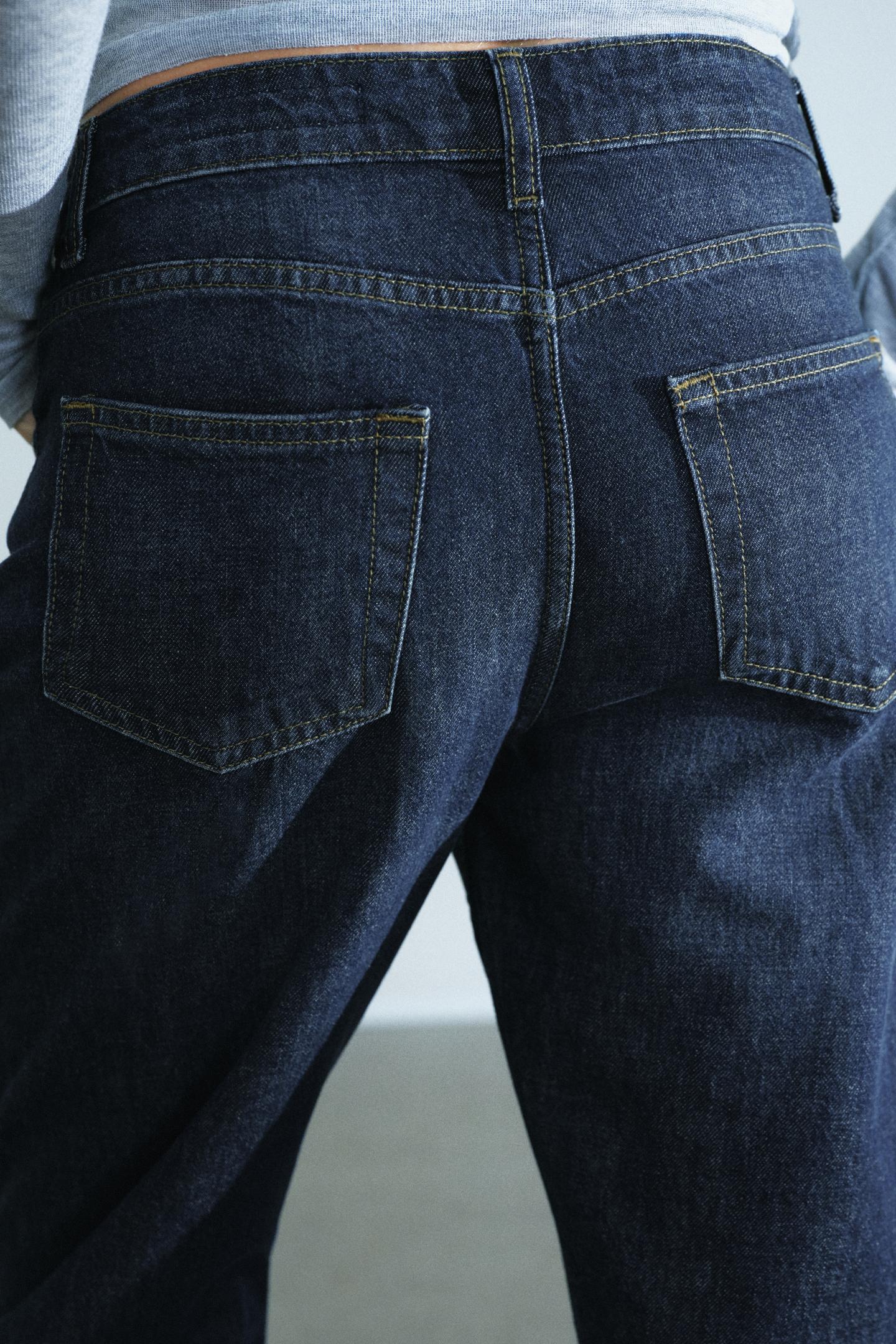 Женские джинсы Zara ZW Collection the Split Seam Straight Low-Rise, цвет: Синий — фото 6