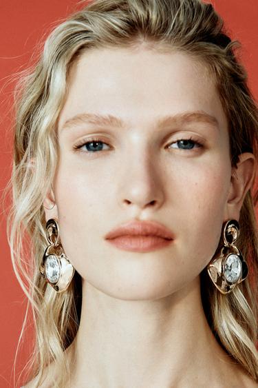 Zara METAL JEWEL EARRINGS - Golden