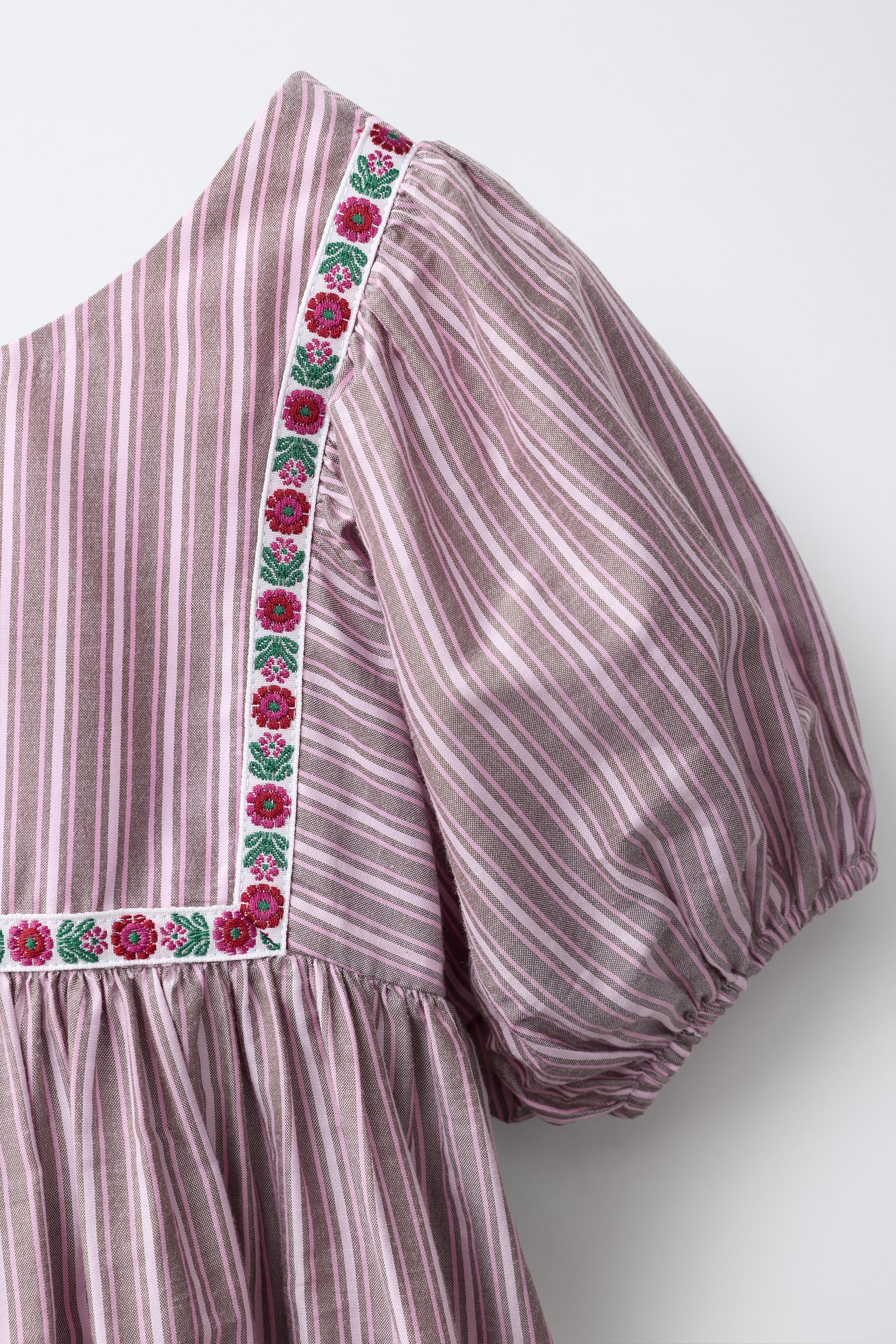 Детские платья Zara STRIPED TRIM DRESS — фото 4