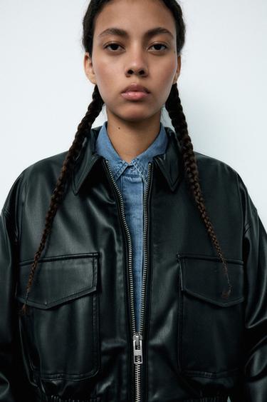 FAUX LEATHER BOMBER JACKET - Black by Zara - Image 0