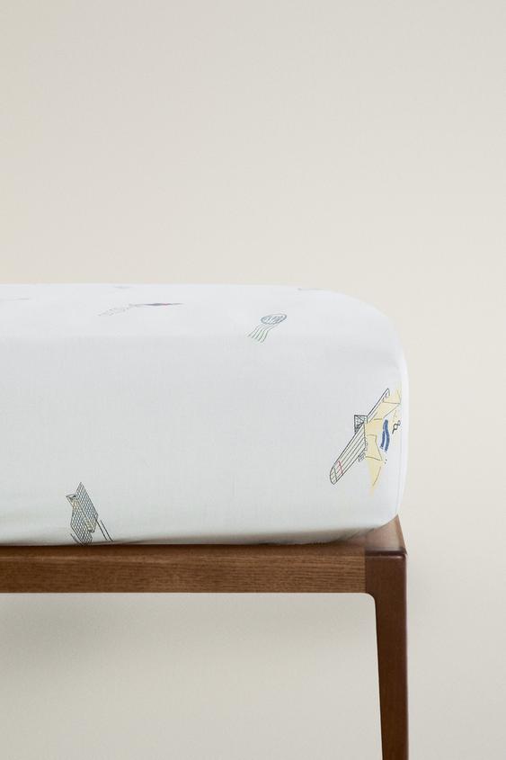 KIDS' DINOSAUR FITTED SHEET - Light blue by Zara - Image 0