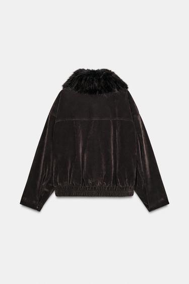 BLOUSON BOMBER OVERSIZE À COL EFFET FOURRURE - Marron de Zara - Image 6