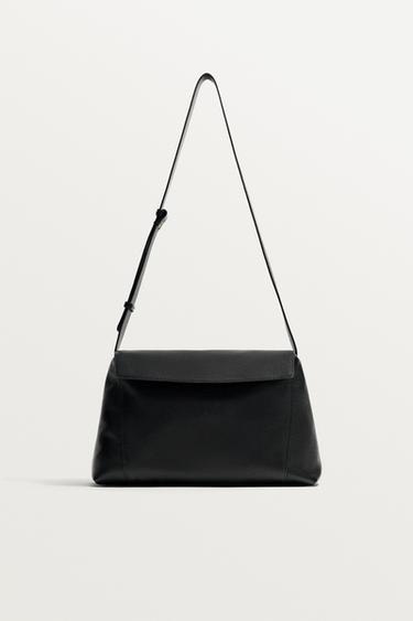 Zara KOŽNA TORBA ZA NOŠENJE PREKO TIJELA L LIMITED EDITION – Crna