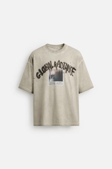 GRAFFITI PRINT T-SHIRT - washed green by Zara - Image 0