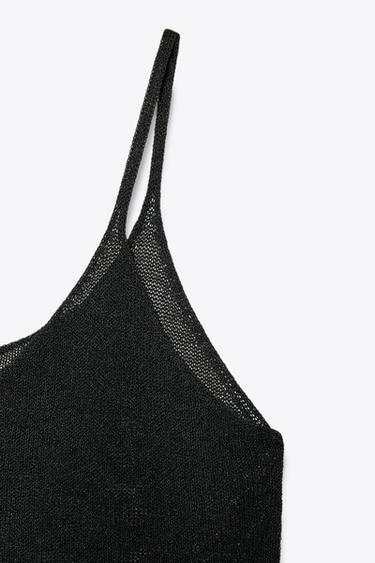KNITTED STRAPPY TOP - Black by Zara - Image 6