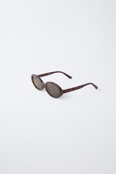 LUNETTES DE SOLEIL ASPECT ÉCAILLE OVALES - Marron de Zara - Image 1