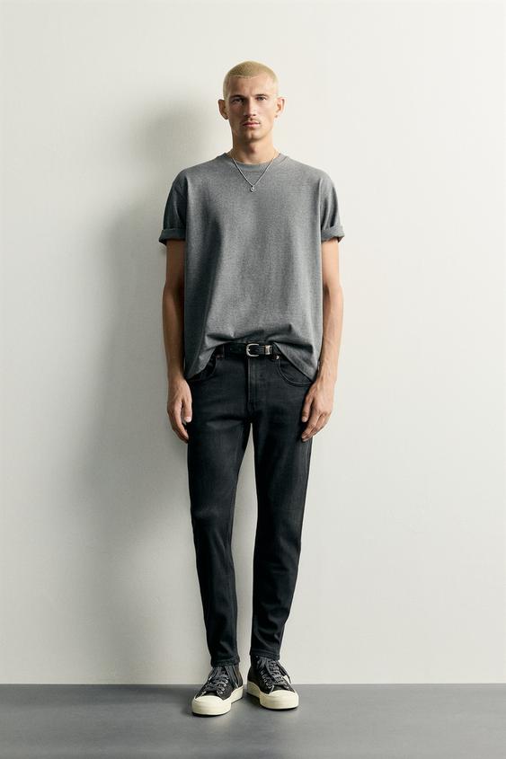 Мужские джинсы Zara Distressed Skinny Fit, цвет: Чёрный