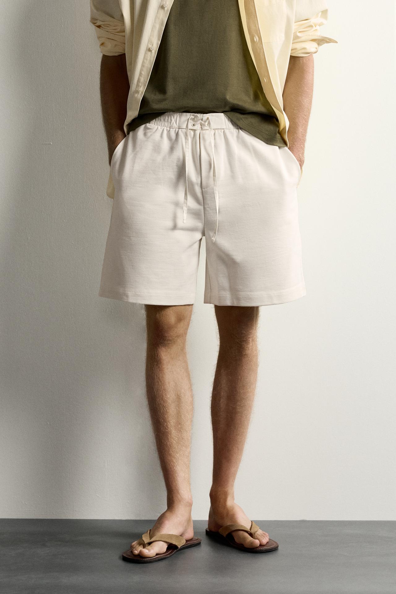 CONTRAST WAIST JOGGER SHORTS — White