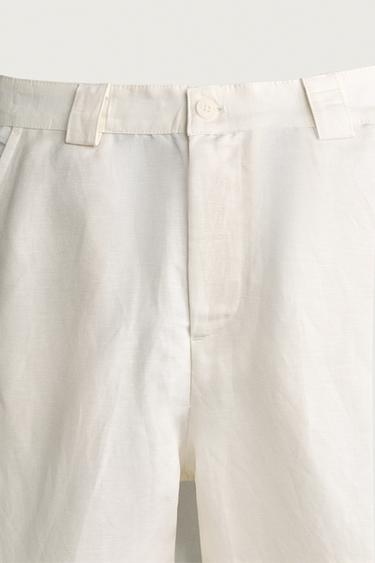 PANTALON COUPE DÉCONTRACTÉE LIN - VISCOSE - Écru de Zara - Image 7