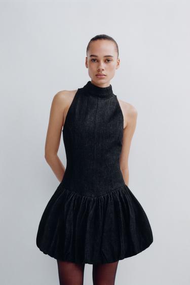 BALLOON DENIM DRESS - Anthracite grey by Zara - Image 1