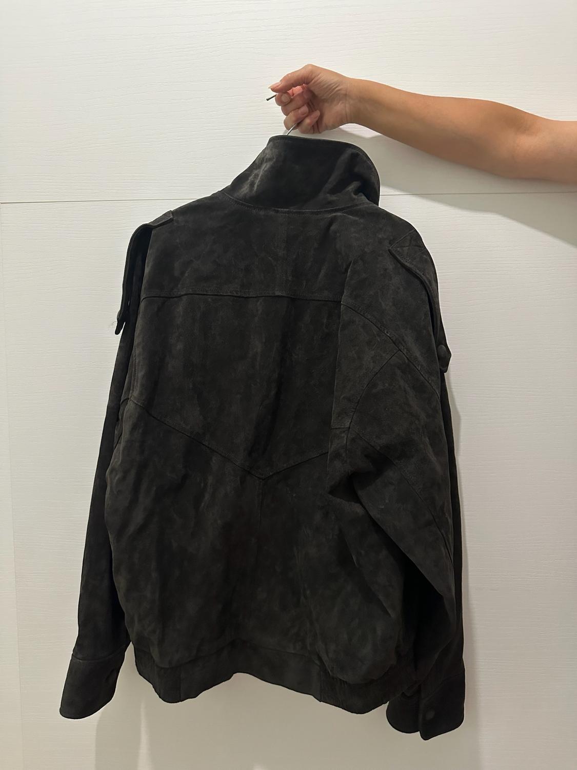 100% SUEDE LEATHER BIKER JACKET WITH COVERED BUTTONS - Image 2