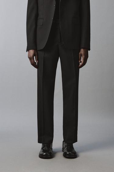 100% WOOL SUIT TROUSERS - Black by Zara