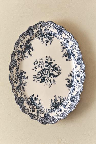 FLORAL EARTHENWARE SERVING DISH - Blue by Zara - Image 5