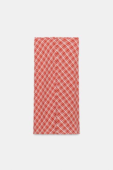 ZW COLLECTION CHECK MIDI SKIRT - Red by Zara - Image 5