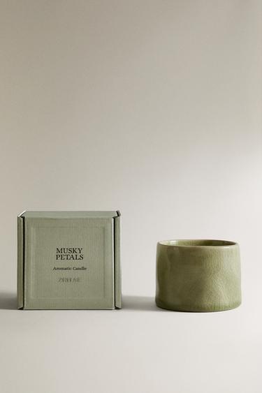 (150 غ) شمعة عطرية برائحة MUSKY PETALS - بيج-بني الخاص بـ Zara