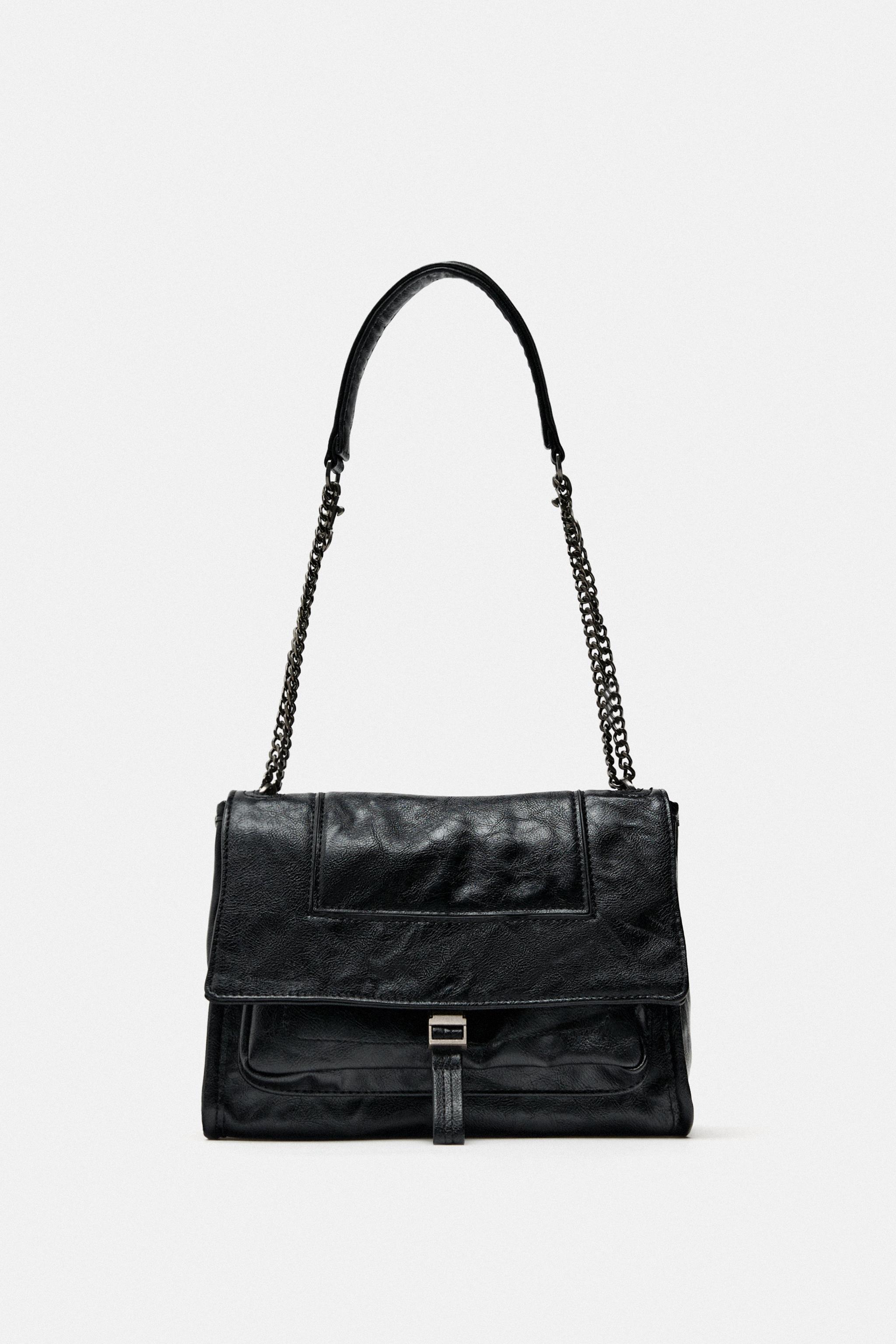 Rocker shoulder bag with flap online zara