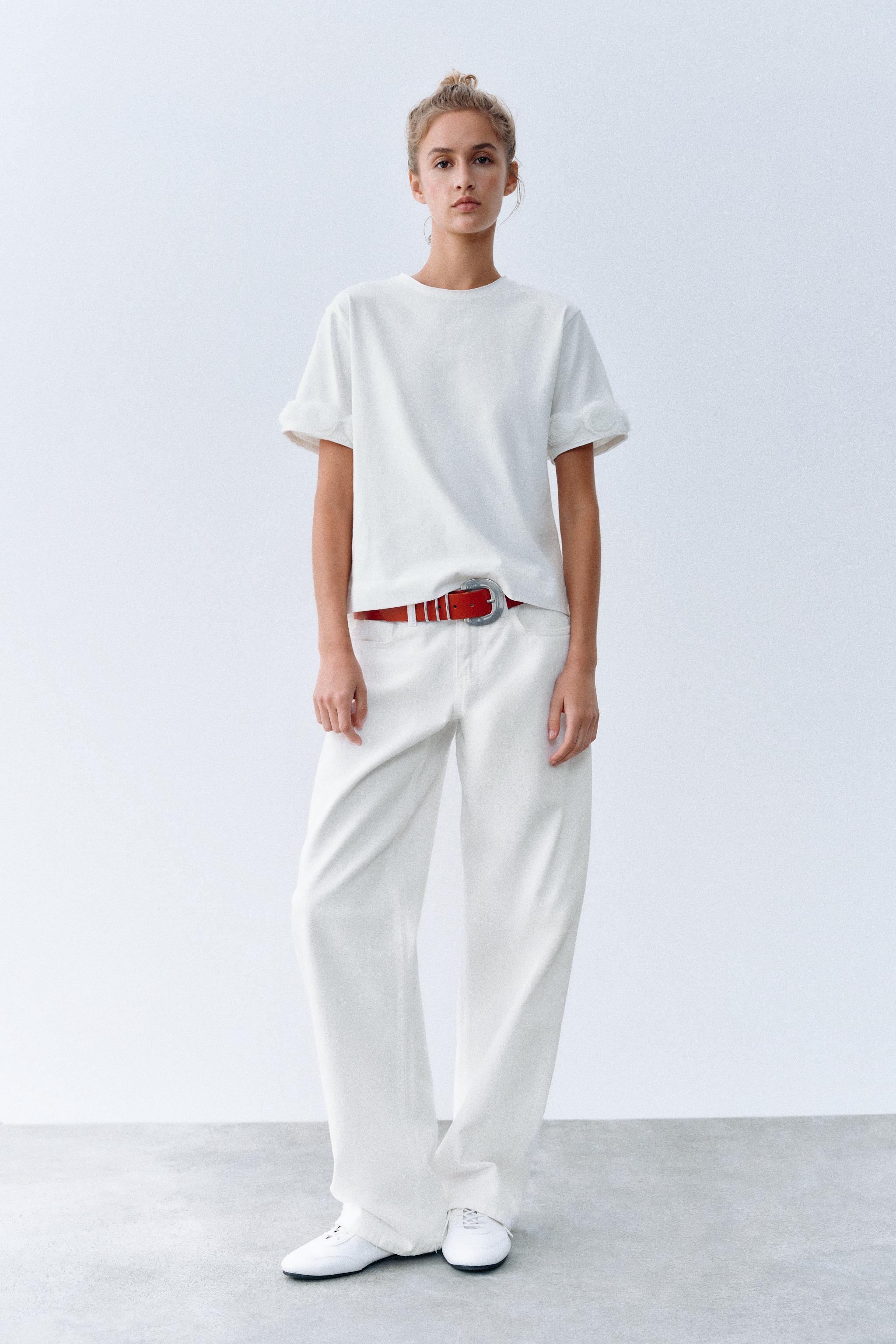 Zara KABARTMALI ÇİÇEKLİ T-SHIRT