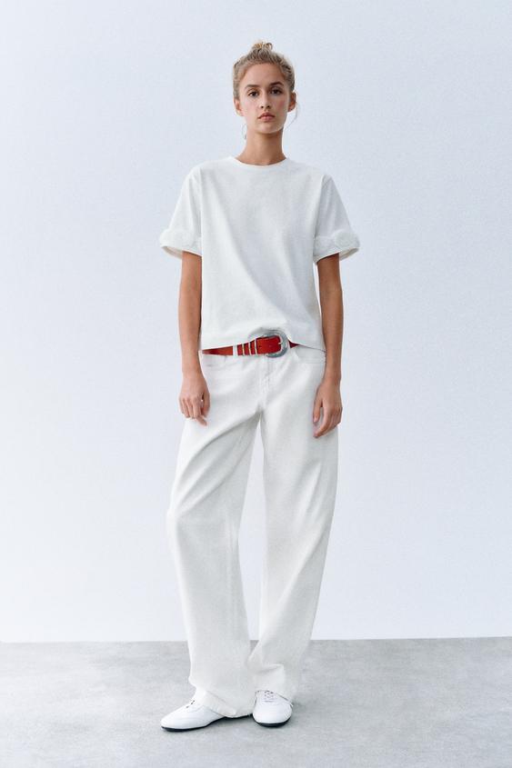 Zara 立體花朵 T 恤 - 白色 - 圖片 0