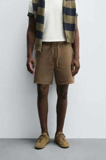 BERMUDA RELAXED FIT LYOCELL - ALGODÓN - Marrón de Zara